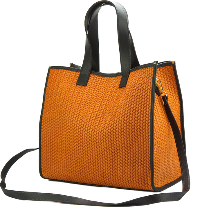 Handtasche orange aus echtem Leder