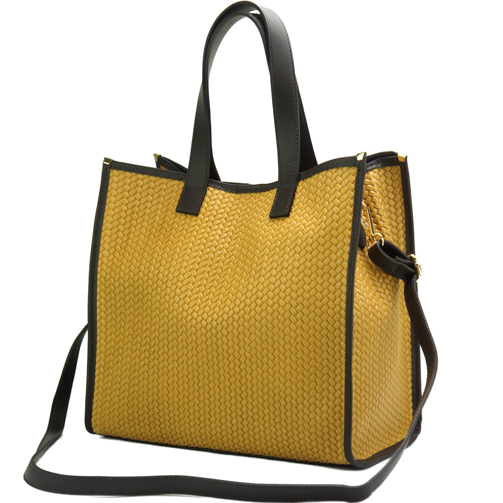 Handtasche gelb aus echtem Leder